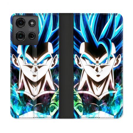 Housse cuir portefeuille Pour Motorola G75 5G Manga Dragon Ball Gogeta Visage