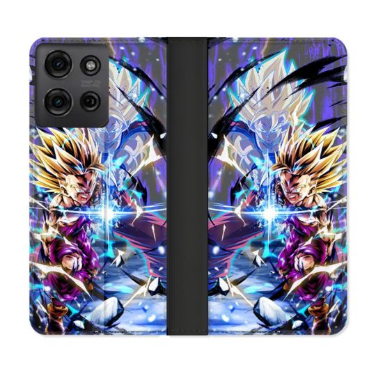 Housse cuir portefeuille Pour Motorola G75 5G Manga Dragon Ball Sangohan Duo