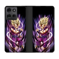 Housse cuir portefeuille Pour Motorola G75 5G Manga Dragon Ball Sangohan Violet