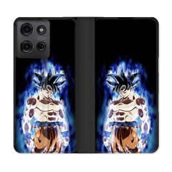 Housse cuir portefeuille Pour Motorola G75 5G Manga Dragon Ball Sangoku Noir