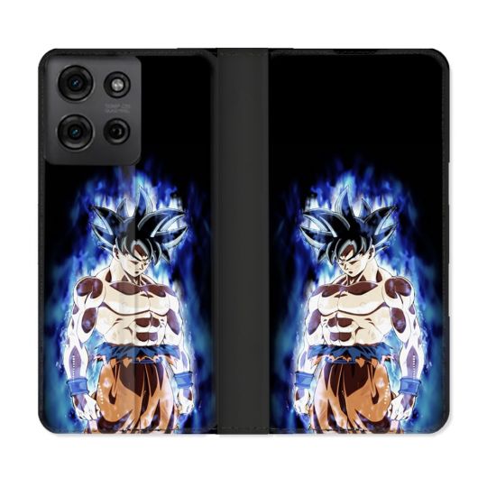 Housse cuir portefeuille Pour Motorola G75 5G Manga Dragon Ball Sangoku Noir