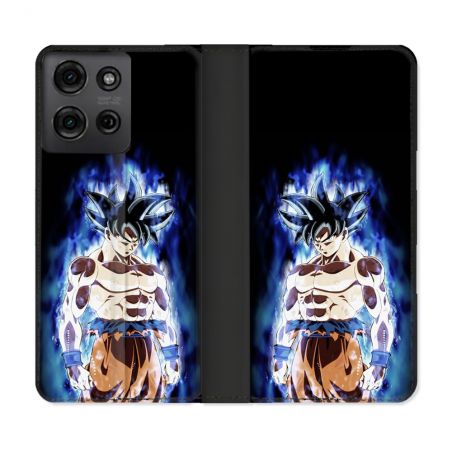 Housse cuir portefeuille Pour Motorola G75 5G Manga Dragon Ball Sangoku Noir