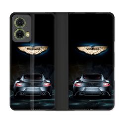 Housse cuir portefeuille Pour Motorola G85 5G Aston Martin