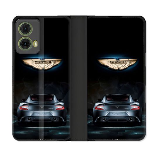 Housse cuir portefeuille Pour Motorola G85 5G Aston Martin