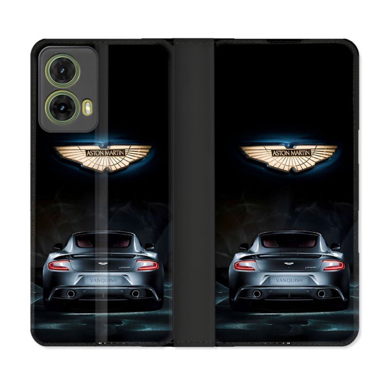 Housse cuir portefeuille Pour Motorola G85 5G Aston Martin