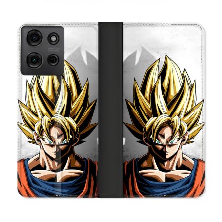 Housse cuir portefeuille Pour Motorola G75 5G Manga Dragon Ball Sangoku Portrait