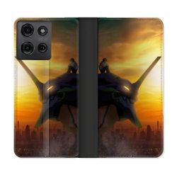 Housse cuir portefeuille Pour Motorola G75 5G Manga Evangelion