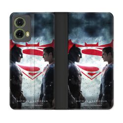 Housse cuir portefeuille Pour Motorola G85 5G Batman VS Superman