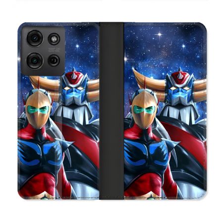 Housse cuir portefeuille Pour Motorola G75 5G Manga Goldorak