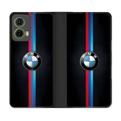 Housse cuir portefeuille Pour Motorola G85 5G BMW Logo