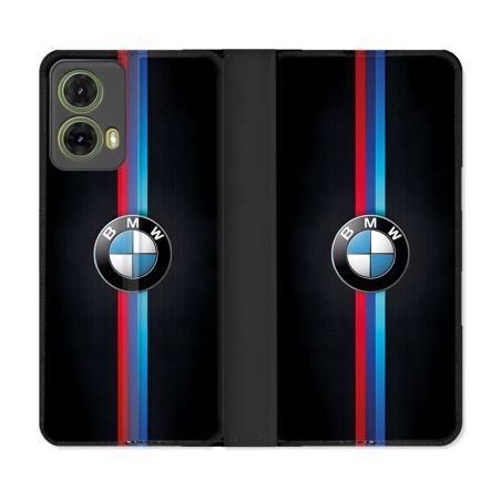 Housse cuir portefeuille Pour Motorola G85 5G BMW Logo
