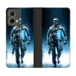 Housse cuir portefeuille Pour Motorola G85 5G Call Of Duty Guerrier