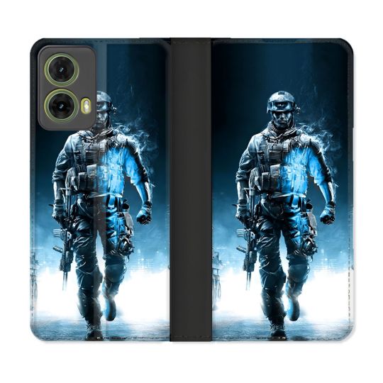 Housse cuir portefeuille Pour Motorola G85 5G Call Of Duty Guerrier