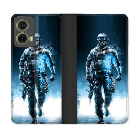 Housse cuir portefeuille Pour Motorola G85 5G Call Of Duty Guerrier