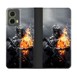 Housse cuir portefeuille Pour Motorola G85 5G Call Of Duty Squelette