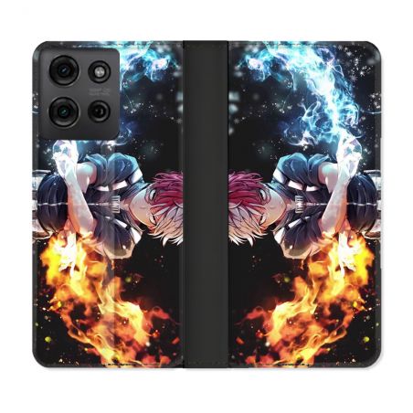 Housse cuir portefeuille Pour Motorola G75 5G Manga My Hero Academia Shoto