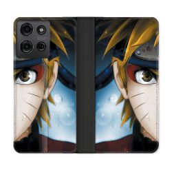 Housse cuir portefeuille Pour Motorola G75 5G Manga Naruto Blanc