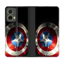 Housse cuir portefeuille Pour Motorola G85 5G Captain America Bouclier