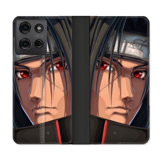 Housse cuir portefeuille Pour Motorola G75 5G Manga Naruto Itachi Visage