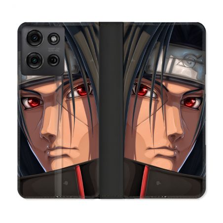 Housse cuir portefeuille Pour Motorola G75 5G Manga Naruto Itachi Visage
