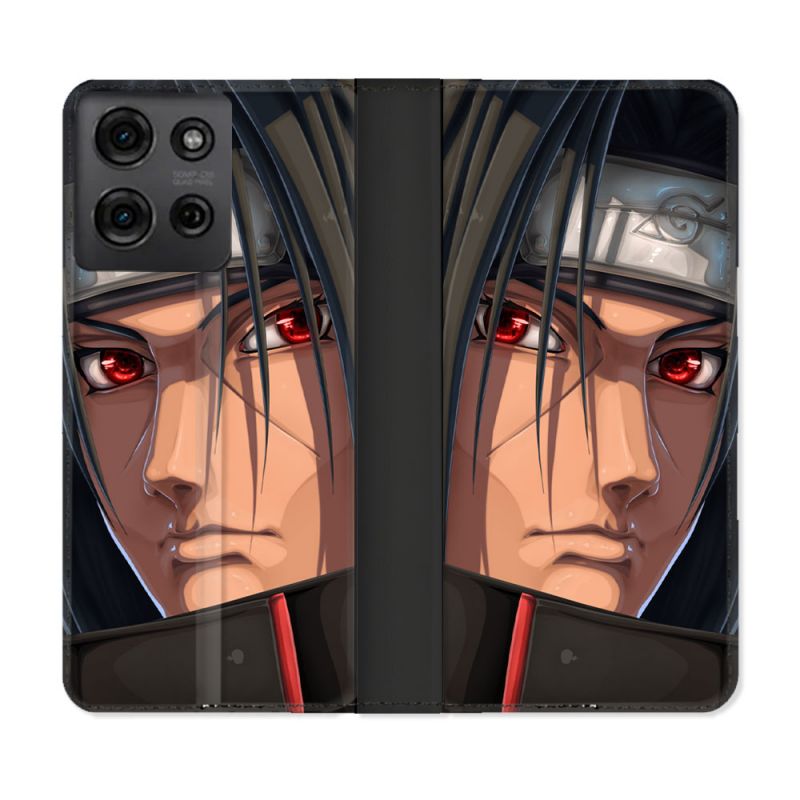 Housse cuir portefeuille Pour Motorola G75 5G Manga Naruto Itachi Visage