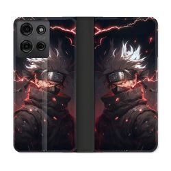Housse cuir portefeuille Pour Motorola G75 5G Manga Naruto Kakashi Dark