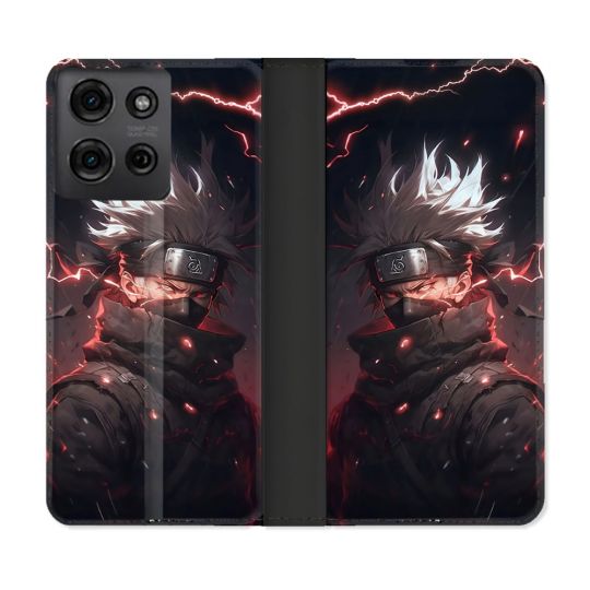 Housse cuir portefeuille Pour Motorola G75 5G Manga Naruto Kakashi Dark