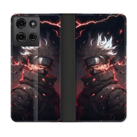 Housse cuir portefeuille Pour Motorola G75 5G Manga Naruto Kakashi Dark