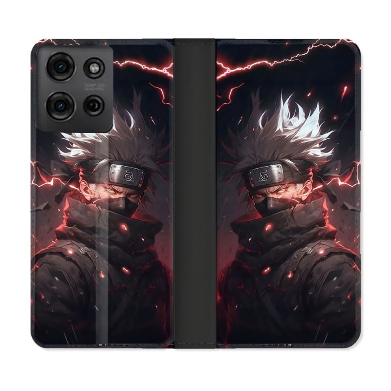 Housse cuir portefeuille Pour Motorola G75 5G Manga Naruto Kakashi Dark
