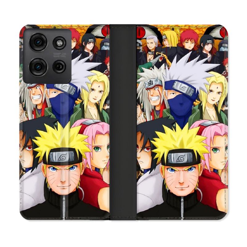Housse cuir portefeuille Pour Motorola G75 5G Manga Naruto Team