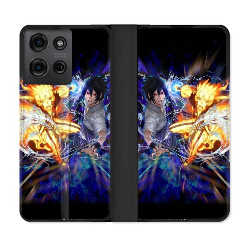 Housse cuir portefeuille Pour Motorola G75 5G Manga Naruto VS