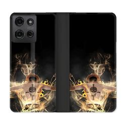 Housse cuir portefeuille Pour Motorola G75 5G Manga One Piece Ace Noir