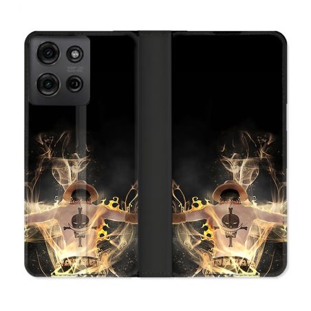 Housse cuir portefeuille Pour Motorola G75 5G Manga One Piece Ace Noir