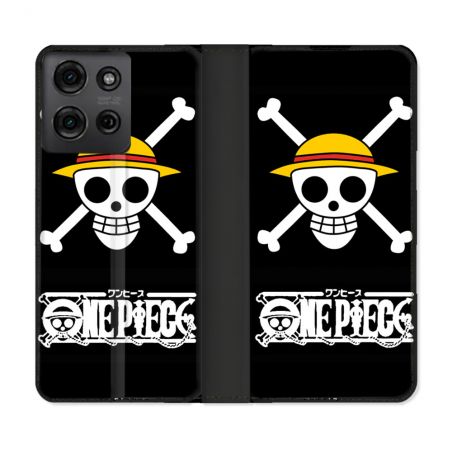 Housse cuir portefeuille Pour Motorola G75 5G Manga One Piece Tete de Mort