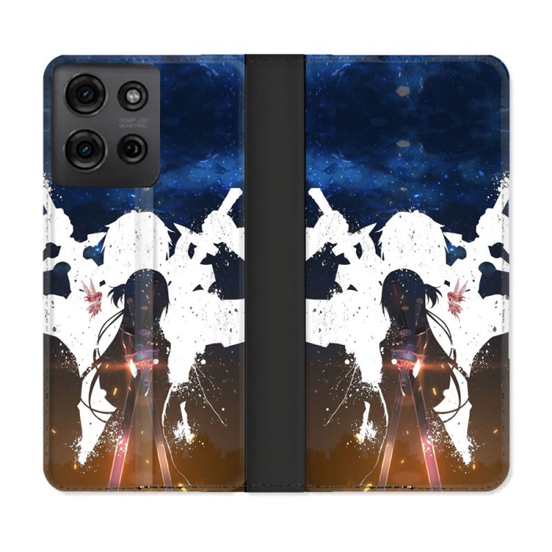 Housse cuir portefeuille Pour Motorola G75 5G Manga SAO sword Art Online Asuna