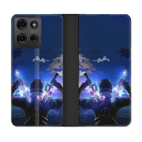 Housse cuir portefeuille Pour Motorola G75 5G Manga SAO sword Art Online Epee