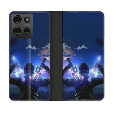 Housse cuir portefeuille Pour Motorola G75 5G Manga SAO sword Art Online Epee