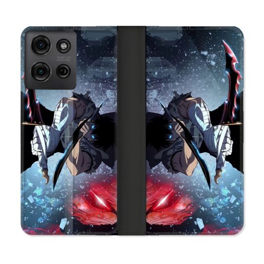 Housse cuir portefeuille Pour Motorola G75 5G Manga Solo Leveling Sung Epee