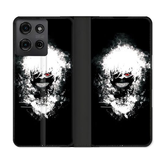 Housse cuir portefeuille Pour Motorola G75 5G Manga Tokyo Ghoul Kaneki Tag