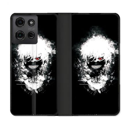 Housse cuir portefeuille Pour Motorola G75 5G Manga Tokyo Ghoul Kaneki Tag