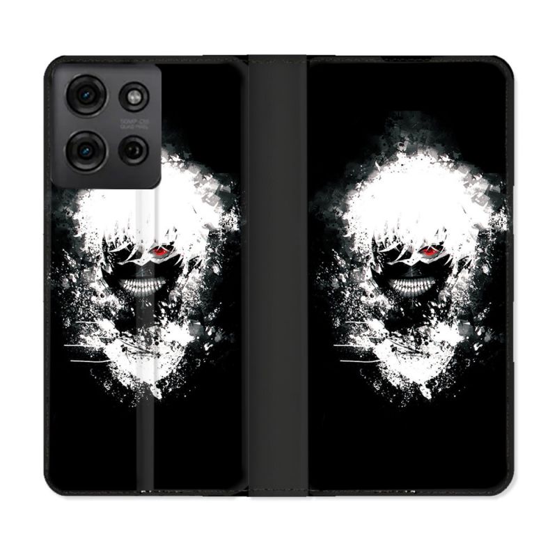 Housse cuir portefeuille Pour Motorola G75 5G Manga Tokyo Ghoul Kaneki Tag