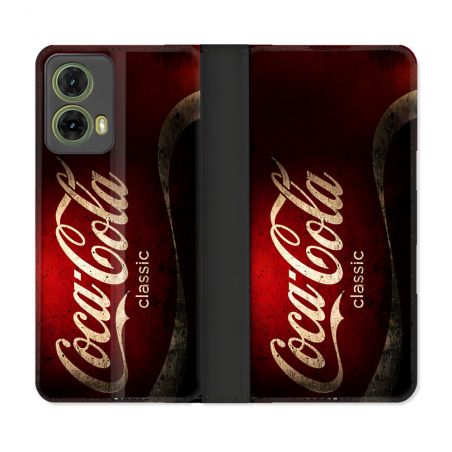 Housse cuir portefeuille Pour Motorola G85 5G Coca Cola Classique