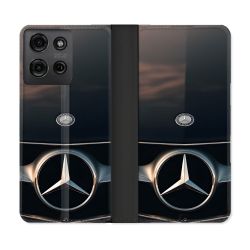 Housse cuir portefeuille Pour Motorola G75 5G Mercedes Calendre