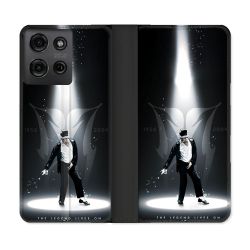 Housse cuir portefeuille Pour Motorola G75 5G Michael Jackson Noir