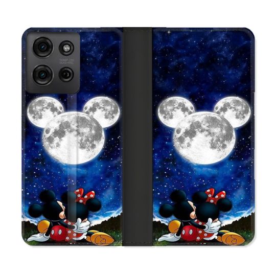 Housse cuir portefeuille Pour Motorola G75 5G Mickey Minnie