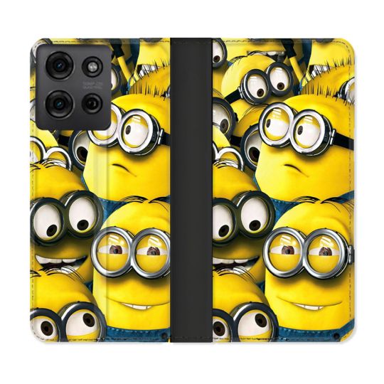 Housse cuir portefeuille Pour Motorola G75 5G Minions Groupe