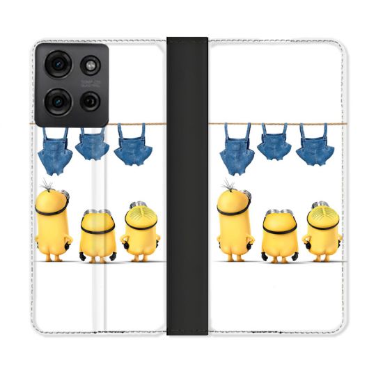 Housse cuir portefeuille Pour Motorola G75 5G Minions Nus