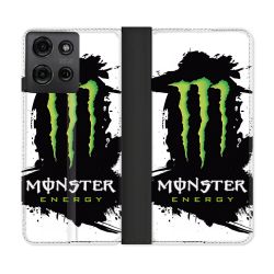 Housse cuir portefeuille Pour Motorola G75 5G Monster Energy Tache