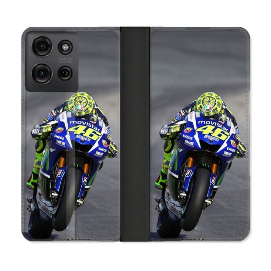 Housse cuir portefeuille Pour Motorola G75 5G Moto Course GP Wheeling 46