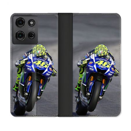 Housse cuir portefeuille Pour Motorola G75 5G Moto Course GP Wheeling 46